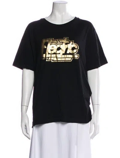Pre-owned Sandro Graphic Print Crew Neck T-shirt In Black