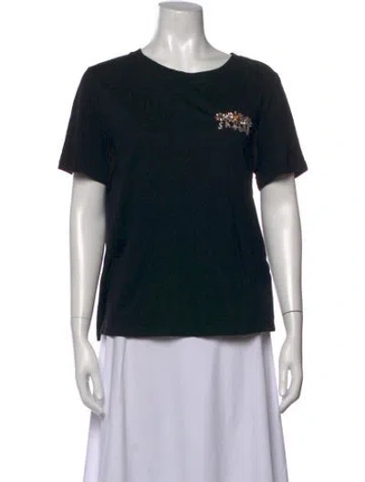 Pre-owned Sandro Graphic Print Crew Neck T-shirt In Black