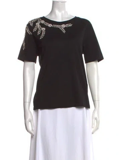 Pre-owned Sandro Graphic Print Crew Neck T-shirt In Black