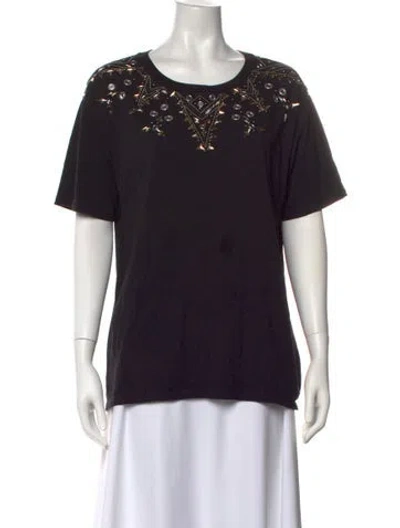 Pre-owned Sandro Graphic Print Crew Neck T-shirt In Black