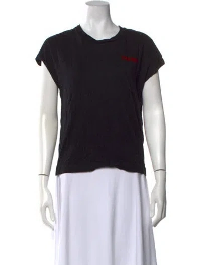 Pre-owned Sandro Graphic Print Crew Neck T-shirt In Black