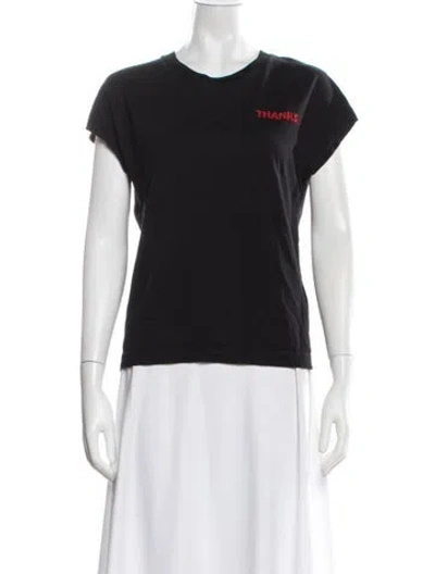 Pre-owned Sandro Graphic Print Crew Neck T-shirt In Black