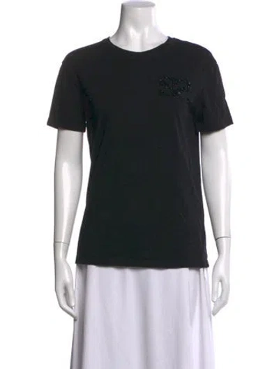 Pre-owned Sandro Graphic Print Crew Neck T-shirt In Black