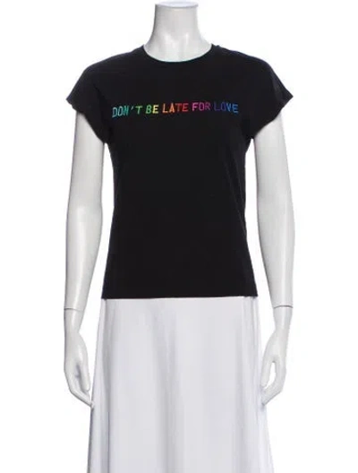 Pre-owned Sandro Graphic Print Crew Neck T-shirt In Black