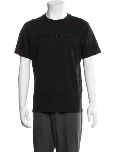 Pre-owned Sandro Graphic Print Crew Neck T-shirt In Black