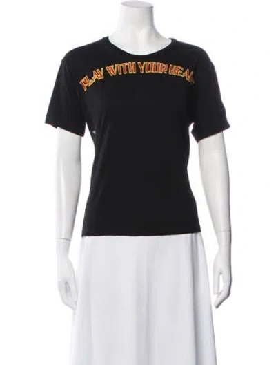 Pre-owned Sandro Graphic Print Crew Neck T-shirt In Black