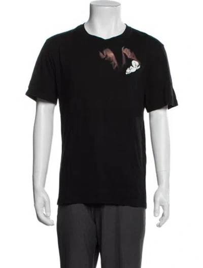Pre-owned Sandro Graphic Print Crew Neck T-shirt In Black