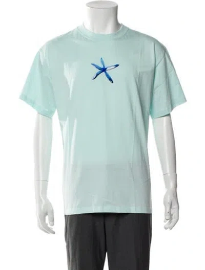 Pre-owned Sandro Graphic Print Crew Neck T-shirt In Blue