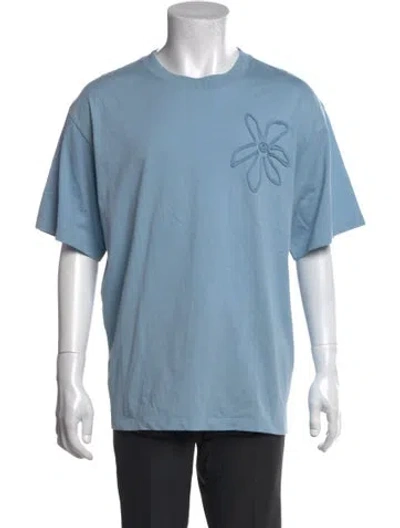 Pre-owned Sandro Graphic Print Crew Neck T-shirt In Blue