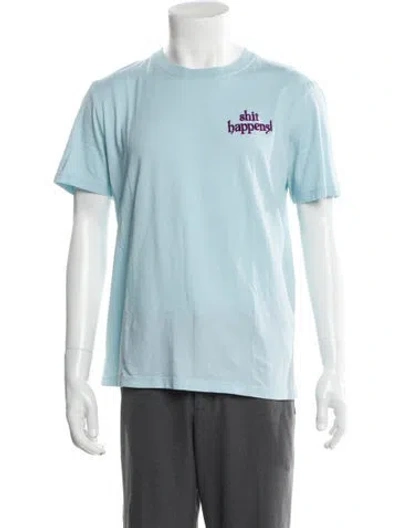 Pre-owned Sandro Graphic Print Crew Neck T-shirt In Blue