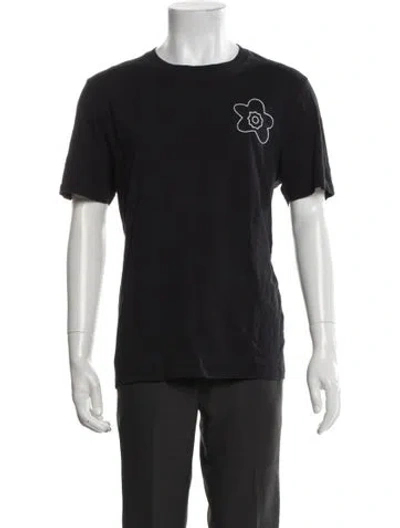 Pre-owned Sandro Graphic Print Crew Neck T-shirt In Blue