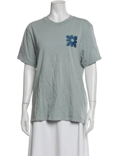 Pre-owned Sandro Graphic Print Crew Neck T-shirt In Blue