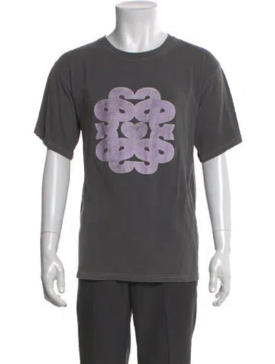 Pre-owned Sandro Graphic Print Crew Neck T-shirt In Gray