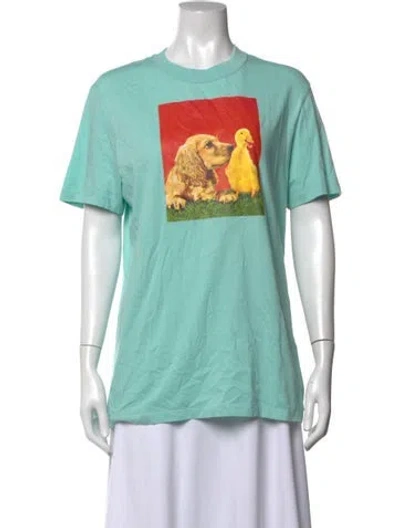 Pre-owned Sandro Graphic Print Crew Neck T-shirt In Green