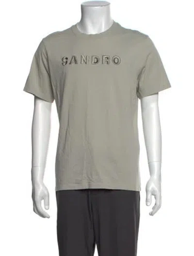Pre-owned Sandro Graphic Print Crew Neck T-shirt In Green