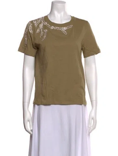 Pre-owned Sandro Graphic Print Crew Neck T-shirt In Green