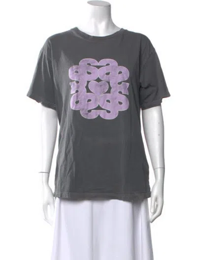 Pre-owned Sandro Graphic Print Crew Neck T-shirt In Grey