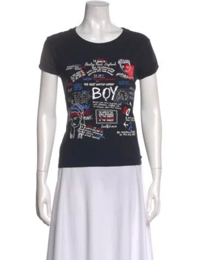 Pre-owned Sandro Graphic Print Crew Neck T-shirt In Multi