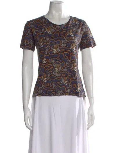 Pre-owned Sandro Graphic Print Crew Neck T-shirt In Multi