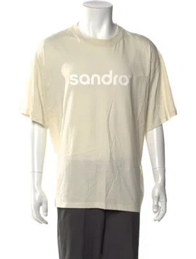 Pre-owned Sandro Graphic Print Crew Neck T-shirt In Neutral