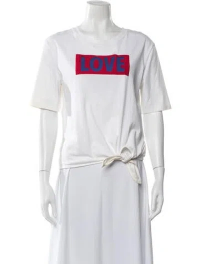 Pre-owned Sandro Graphic Print Crew Neck T-shirt In Neutral
