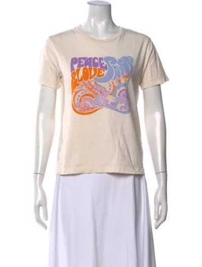 Pre-owned Sandro Graphic Print Crew Neck T-shirt In Neutral