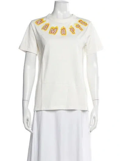 Pre-owned Sandro Graphic Print Crew Neck T-shirt In Neutral