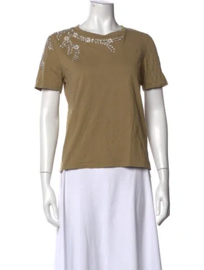 Pre-owned Sandro Graphic Print Crew Neck T-shirt In Neutrals