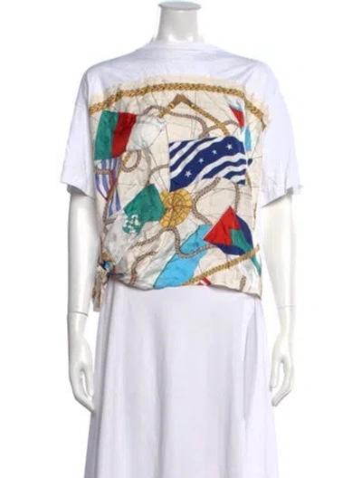 Pre-owned Sandro Graphic Print Crew Neck T-shirt In Neutrals
