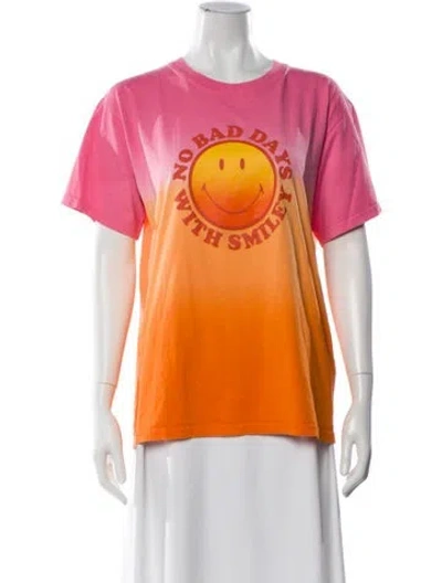 Pre-owned Sandro Graphic Print Crew Neck T-shirt In Pink