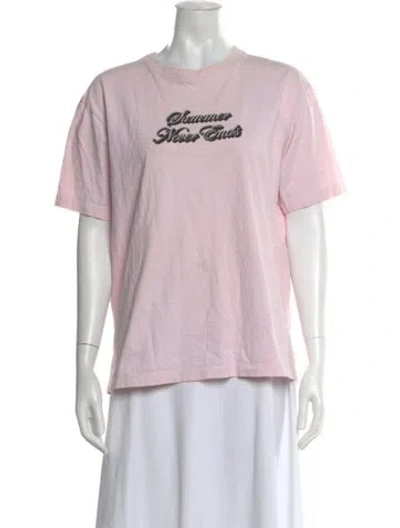 Pre-owned Sandro Graphic Print Crew Neck T-shirt In Pink