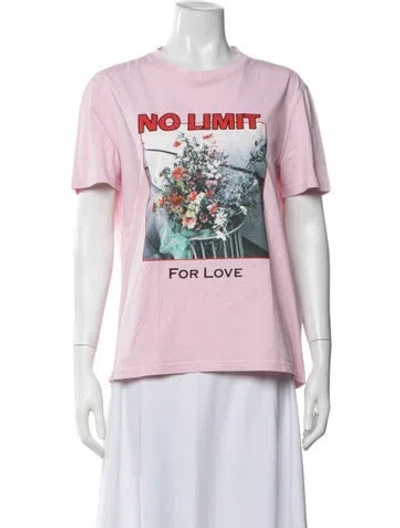 Pre-owned Sandro Graphic Print Crew Neck T-shirt In Pink