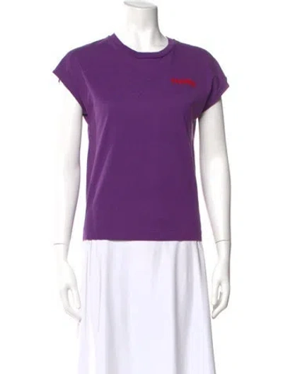 Pre-owned Sandro Graphic Print Crew Neck T-shirt In Purple
