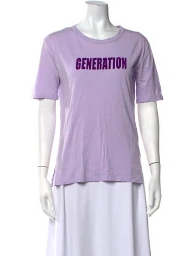 Pre-owned Sandro Graphic Print Crew Neck T-shirt In Purple