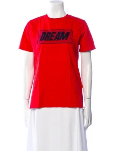 Pre-owned Sandro Graphic Print Crew Neck T-shirt In Red