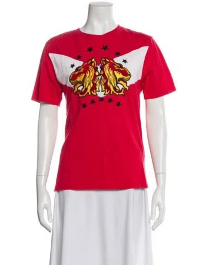 Pre-owned Sandro Graphic Print Crew Neck T-shirt In Red