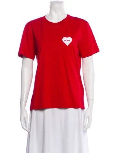 Pre-owned Sandro Graphic Print Crew Neck T-shirt In Red