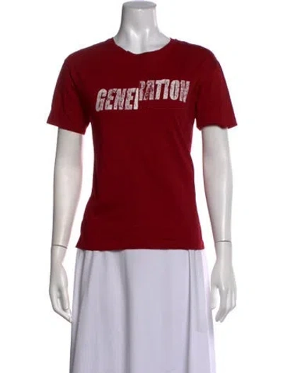 Pre-owned Sandro Graphic Print Crew Neck T-shirt In Red