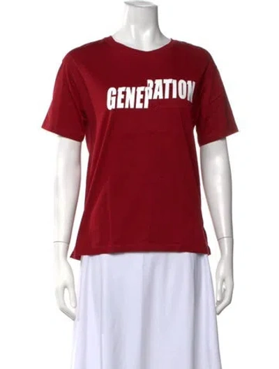 Pre-owned Sandro Graphic Print Crew Neck T-shirt In Red