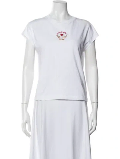 Pre-owned Sandro Graphic Print Crew Neck T-shirt W/ Tags In White