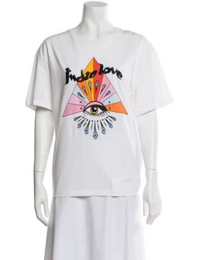 Pre-owned Sandro Graphic Print Crew Neck T-shirt In White