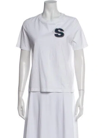 Pre-owned Sandro Graphic Print Crew Neck T-shirt In White