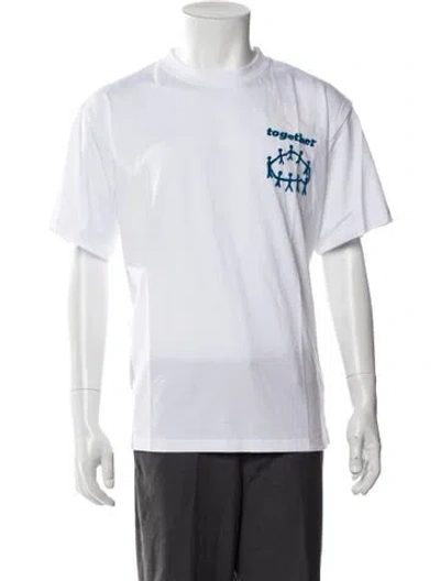 Pre-owned Sandro Graphic Print Crew Neck T-shirt In White