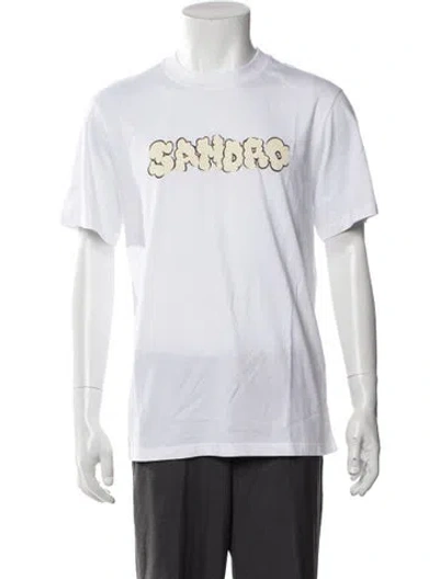 Pre-owned Sandro Graphic Print Crew Neck T-shirt In White