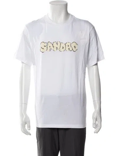 Pre-owned Sandro Graphic Print Crew Neck T-shirt In White