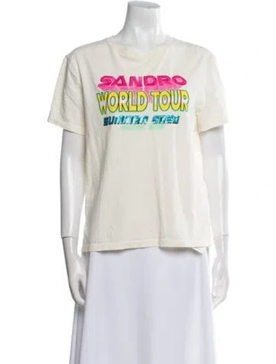 Pre-owned Sandro Graphic Print Crew Neck T-shirt In White