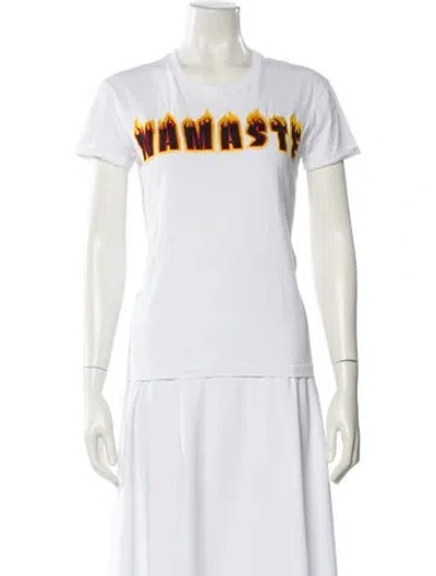 Pre-owned Sandro Graphic Print Crew Neck T-shirt In White