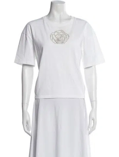 Pre-owned Sandro Graphic Print Crew Neck T-shirt In White