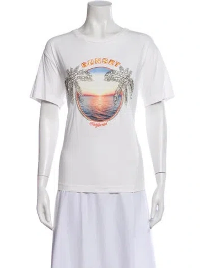 Pre-owned Sandro Graphic Print Crew Neck T-shirt In White