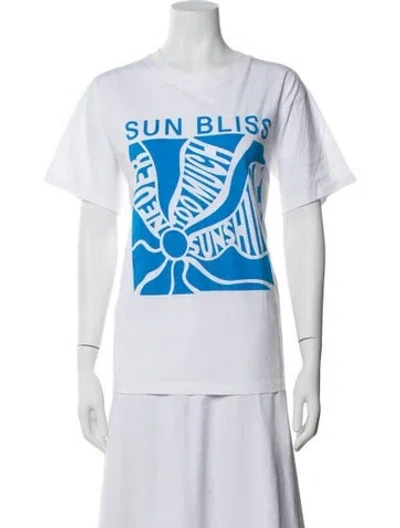 Pre-owned Sandro Graphic Print Crew Neck T-shirt In White